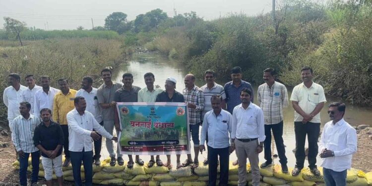 कृषी विभागाने श्रमदानातून उभारले वनराई बंधारे