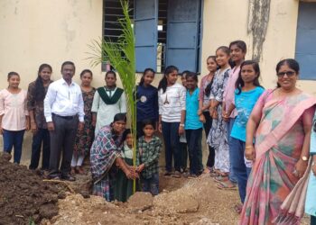 सास्तुर येथील श्री शांतेश्वर विद्यालयात वृक्ष लागवड